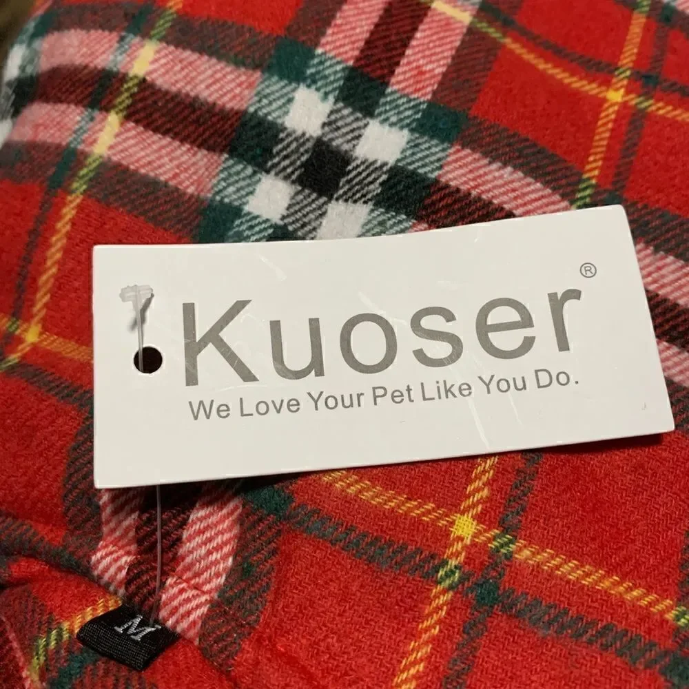 NWT Kuoser Reversible Plaid Dog Jacket Sz M